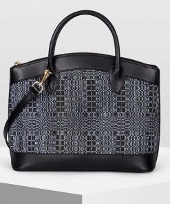 Black - White Musical note Pleat Silk TOTE BAGS